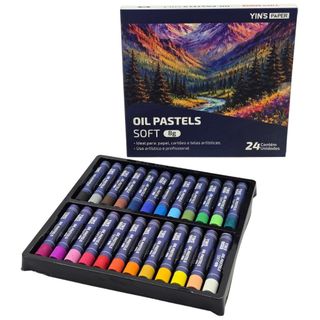 Giz Pastel Oleoso Soft Yins Paper 24 Cores 8g Alta Pigmentação para Desenho e Pintura