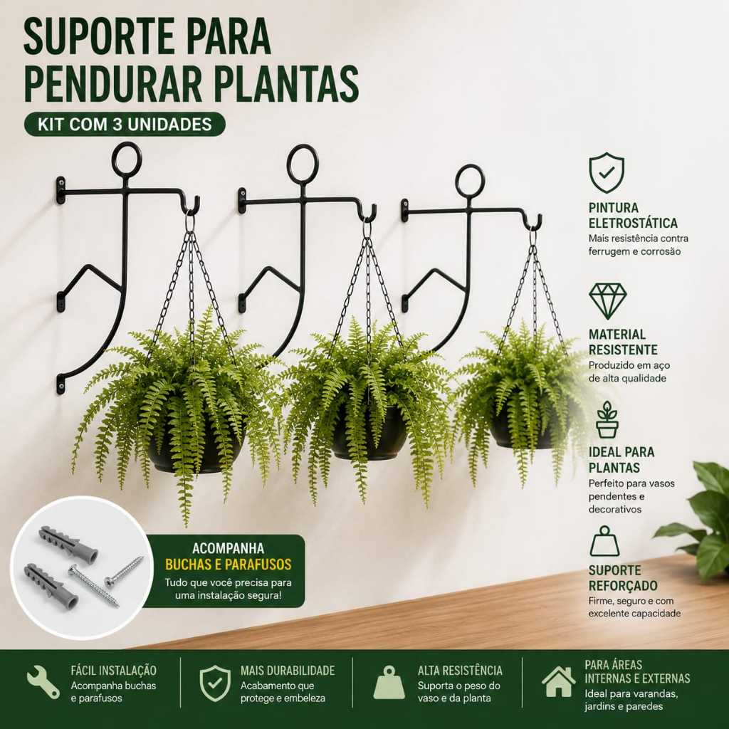 Suporte Gancho para Pendurar Vaso de Flor Escalador de Parede