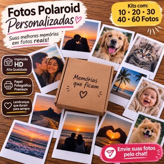 Kit Fotos Polaroid Personalizadas | Mini Fotos HD | Impressão em Papel Fotográfico | 10, 20, 30, 40 e 60 Fotos
