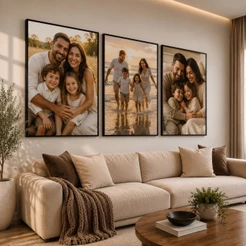 Quadro Decorativo 3 pecas 120x60 Personalizado sua Imagem Qualquer Foto Minha Logo Casal Familia Casamento
