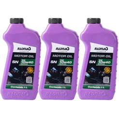 Kit 3L Óleo De Motor 10W40 API SN Sintético Radnaq 1 Litro