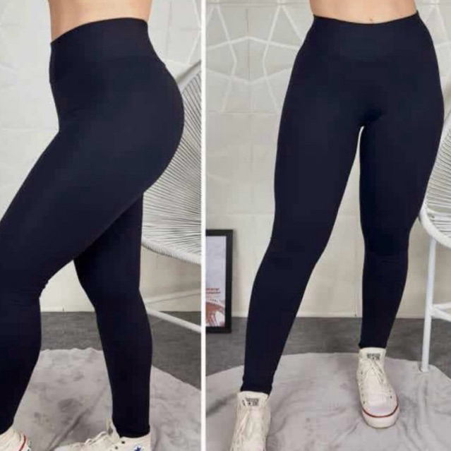 Legging VB Girls Cós Alto Modeladora Zero Transparência Academia Fitness Preta Grossa Levanta Bumbum