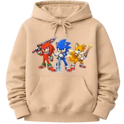 Moletom Infantil Sonic Herois – Casaco Quentinho com Capuz | Estampa Colorida Premium