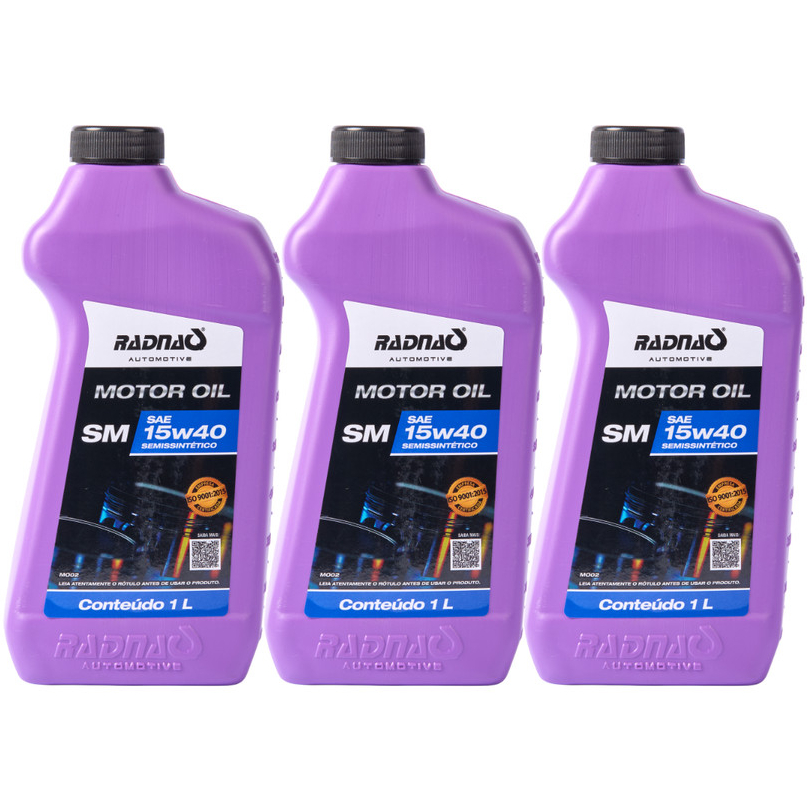Kit 3L Óleo De Motor 15W40 API SM Semissintético Radnaq 1 Litro