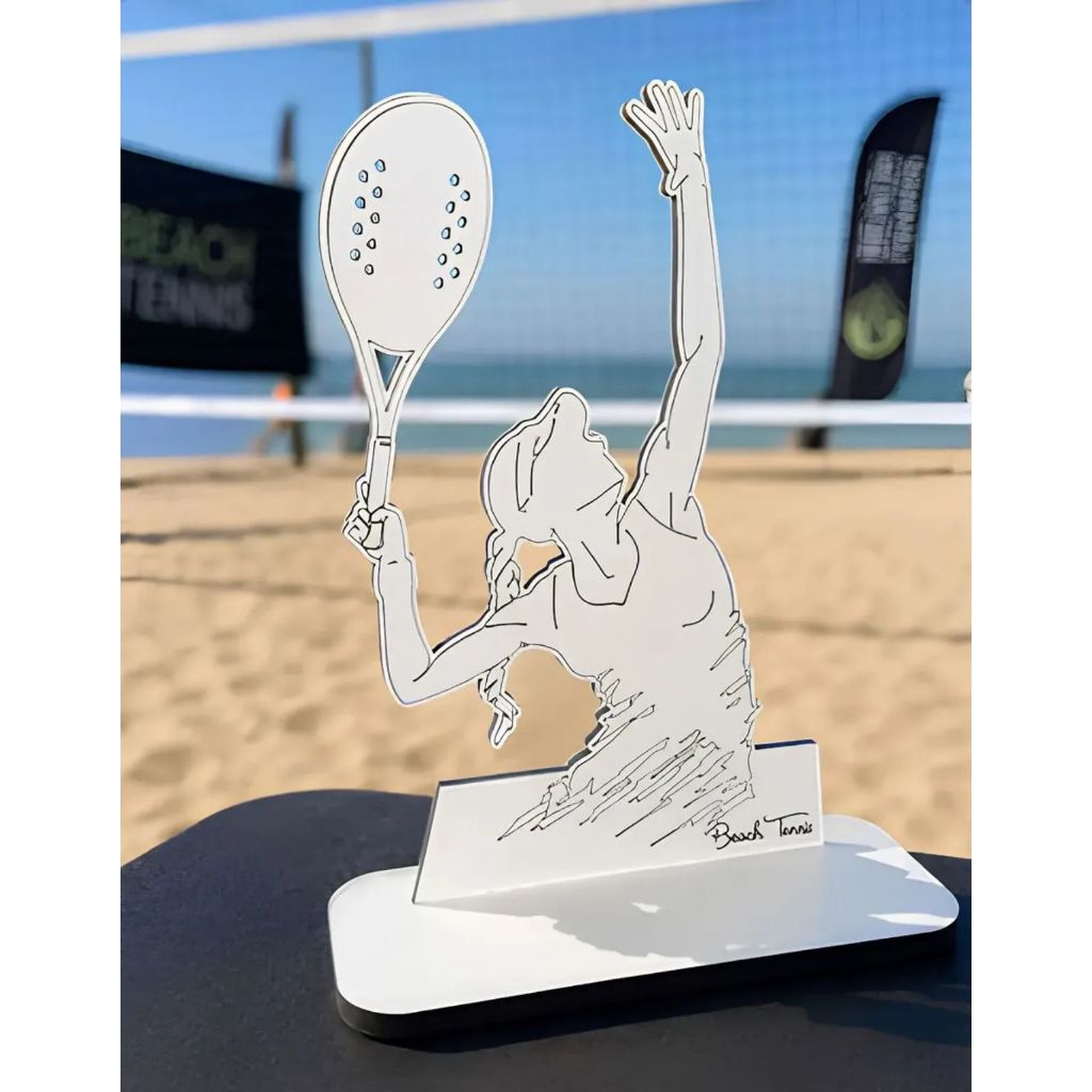 6 Troféus Beach Tennis Mdf Atleta Feminina Em Ação 1452