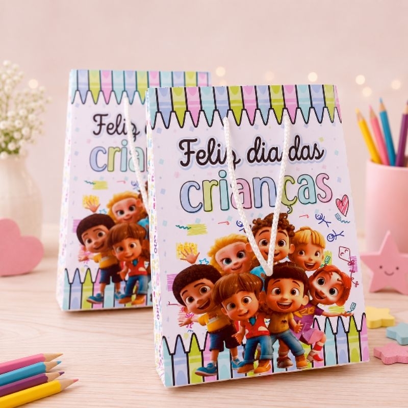 Sacolinha Personalizada P || Lembrancinha Dia das Crianças (PEGUE E MONTE)