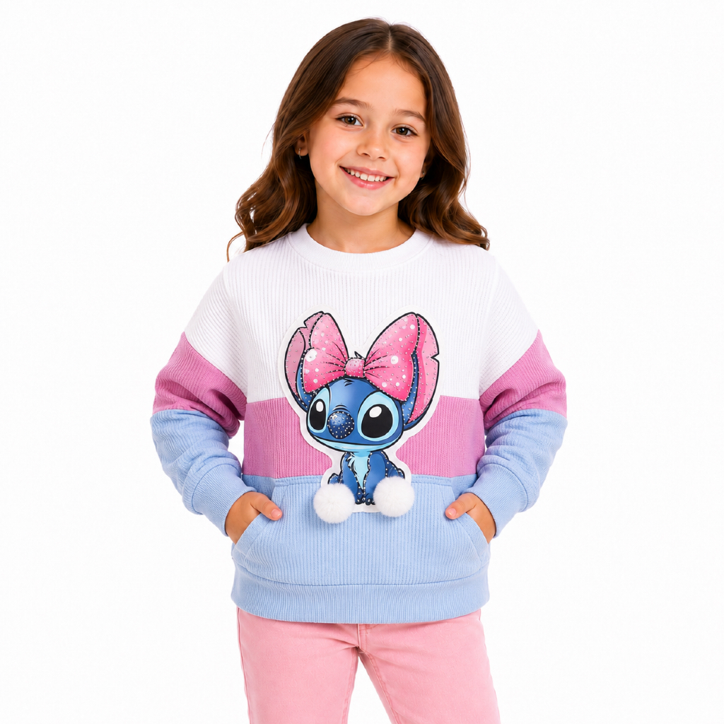 Blusa Infantil de Frio Menina Stitch Moda Blogleirinha Inverno