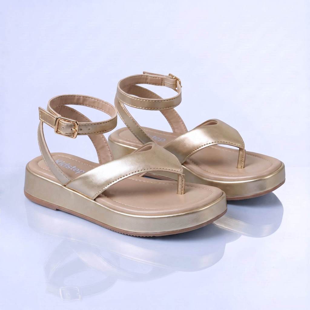 Sandália Flat Dourada Infantil Feminina Plataforma Kidstep