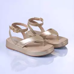 Sandália Flat Dourada Infantil Feminina Plataforma Kidstep