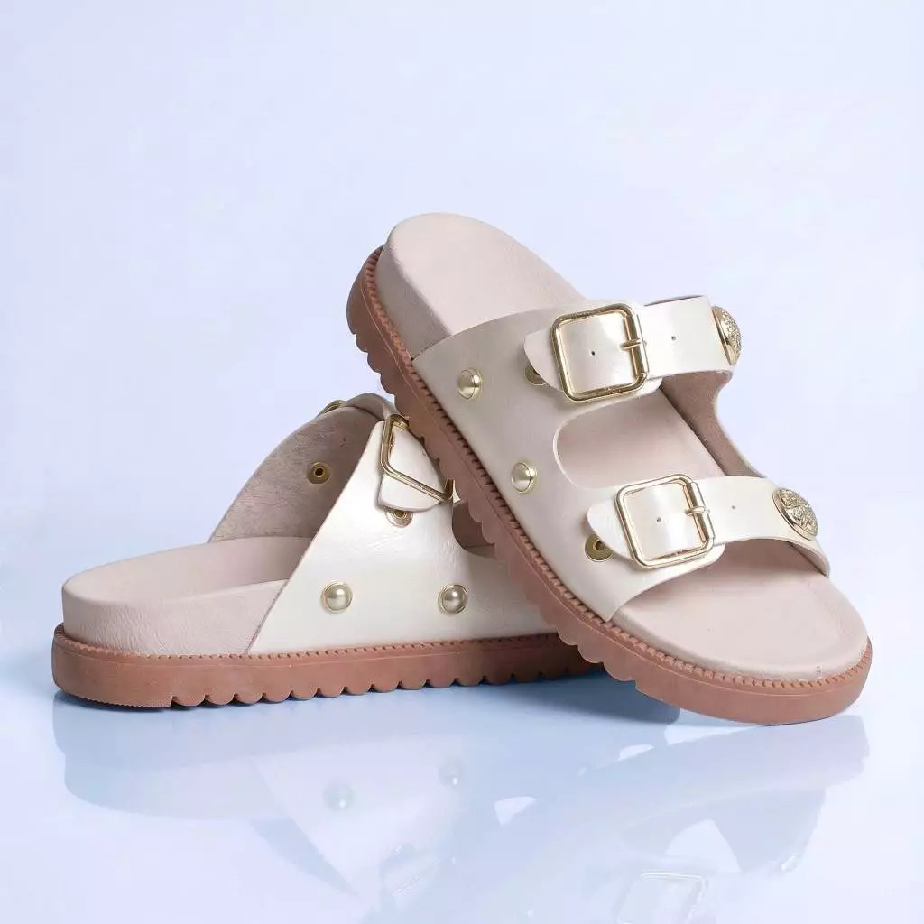 Sandália Menina Infantil Feminina Mãe e Filha 28 ao 39 Off White com Fivela Kidstep — imagem 1