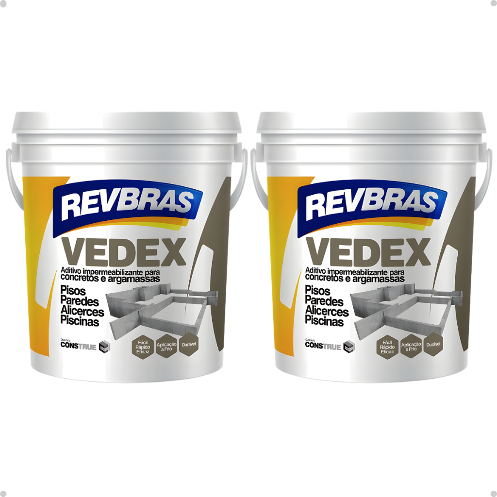 Kit 2 Vedex Aditivo Impermeabilizante Argamassa Concreto Durável Construção 3,6l Revbras