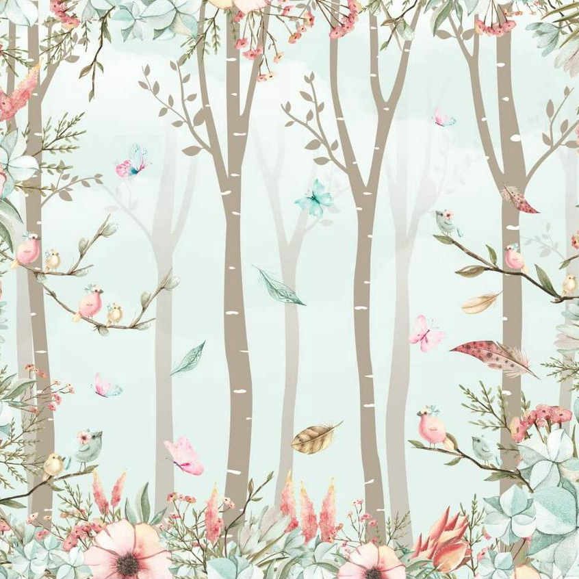 Papel de Parede Autocolante Personalizado Jardim Encantado Quarto Menina