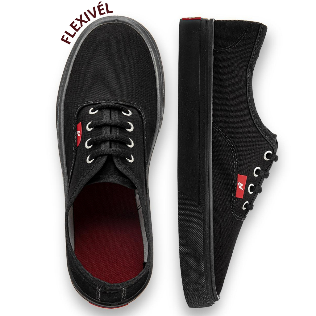 Tenis Feminino Masculino Casual Básico Confortável Passeio Preto