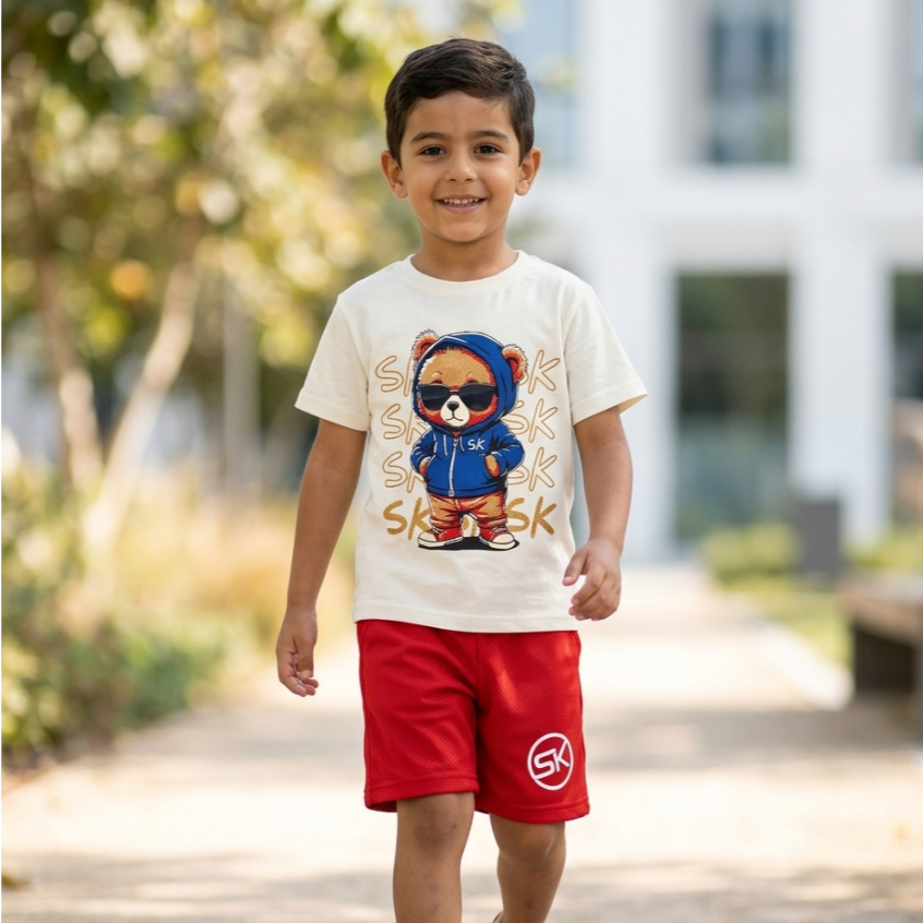 Conjunto Infantil bermuda e camisa de time verão para Meninos Kids para Todas as estações