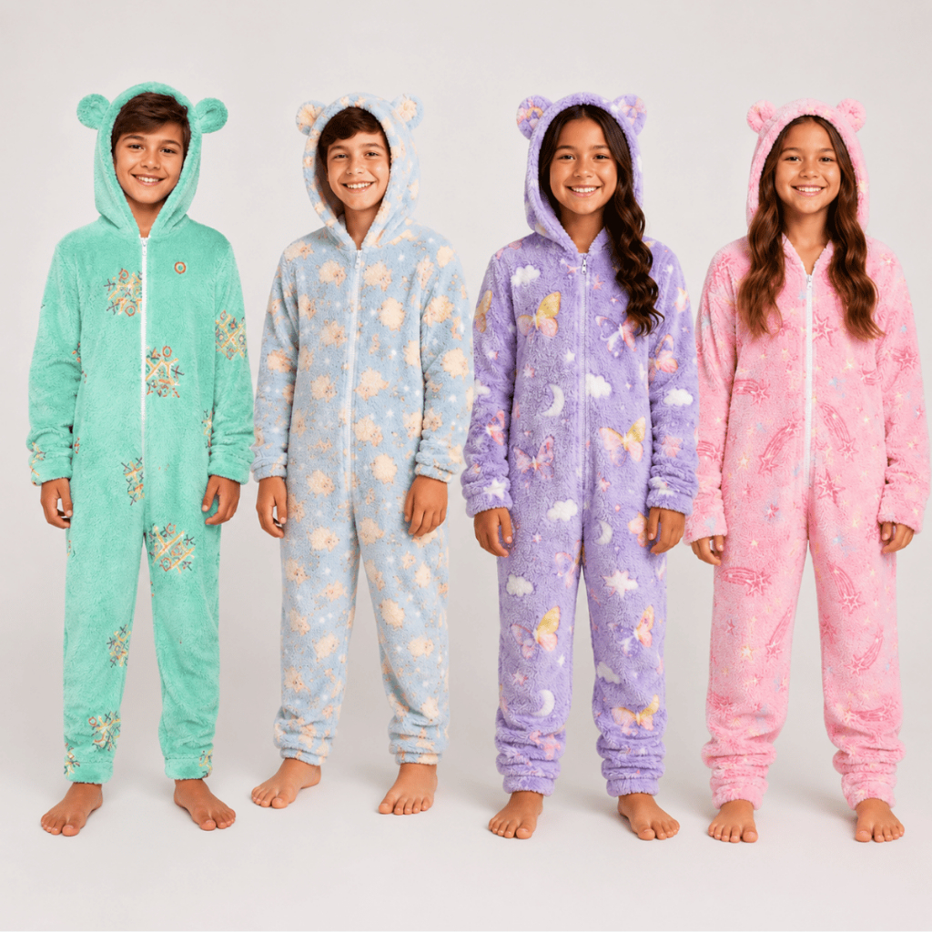Macacão De Ultra Soft 3D Infantil Juvenil Sortido 4 Ao 18 Menino E Menina Pijama Quente Confortável Pijama Inverno
