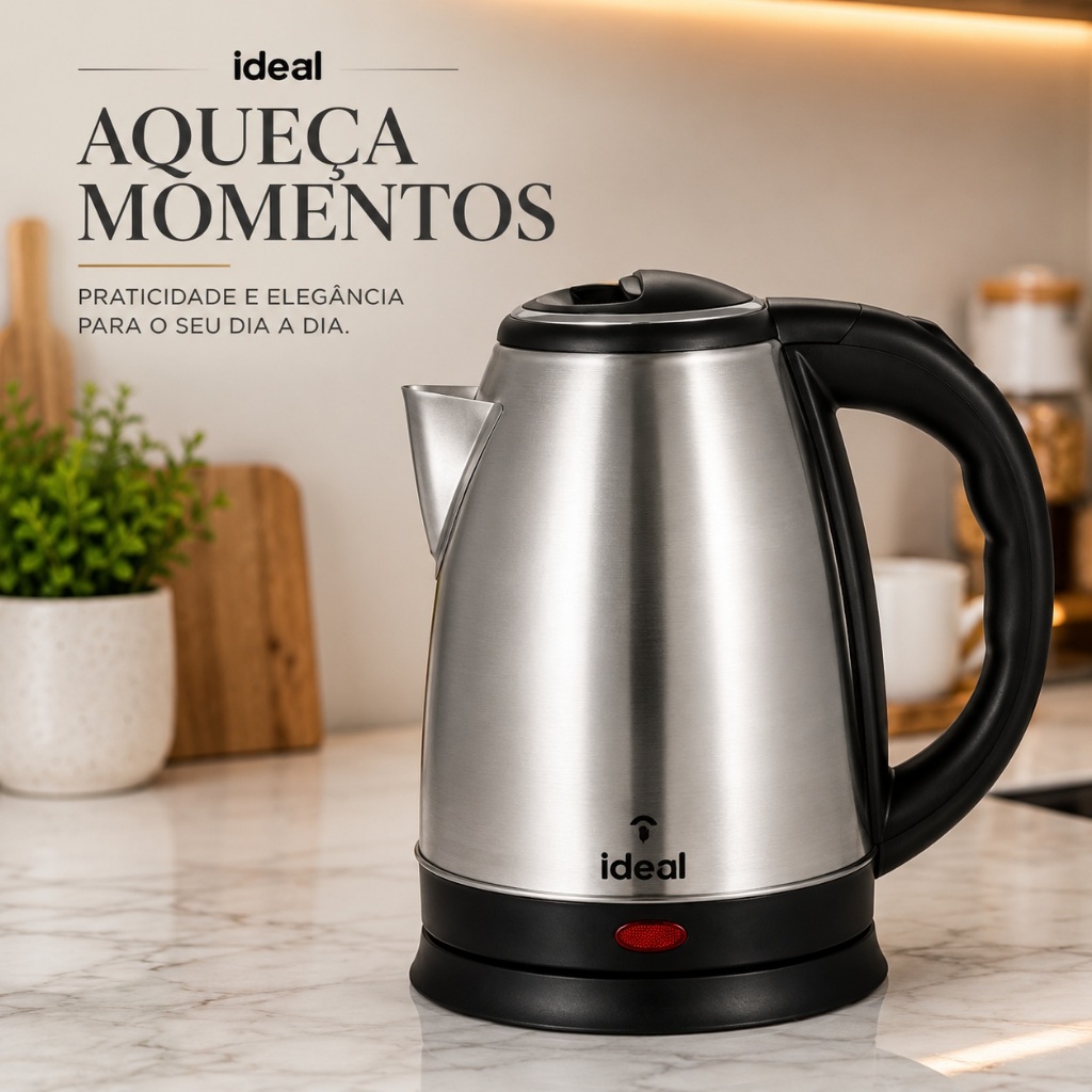 Chaleira Eletrica Inox 1 8 Litros Rapida Aquecimento 1500 Watts Potente 220 Volts 🎁 NA DESCRIÇÃO