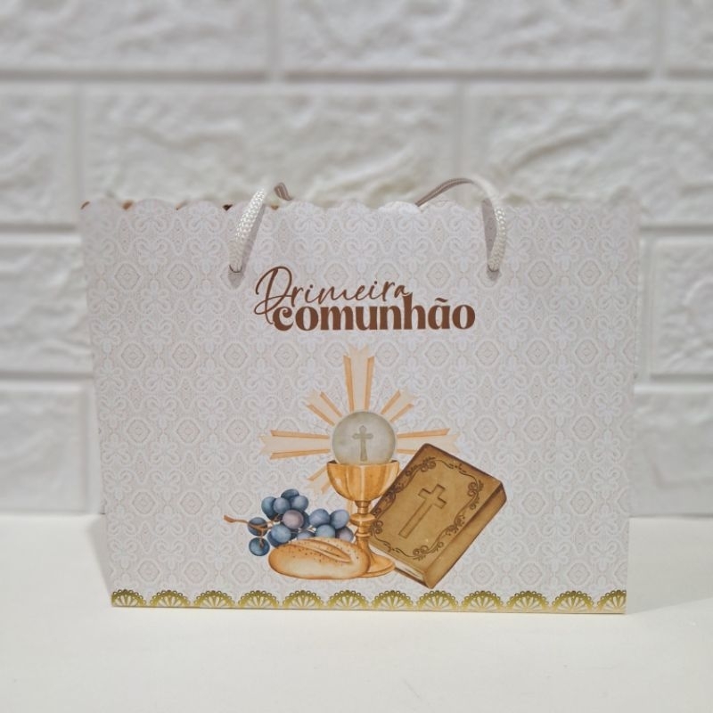 Primeira Eucaristia Comunhão Sacolinha Personalizada  Lembrancinha Nome e Idade (Pegue e
