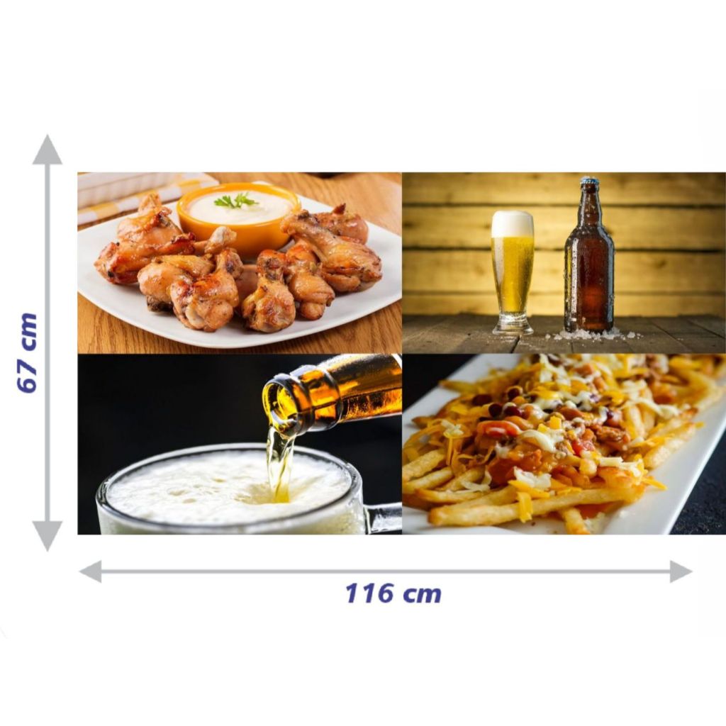 Painel Adesivo Parede Cerveja Petiscos Porções Comida Bebida