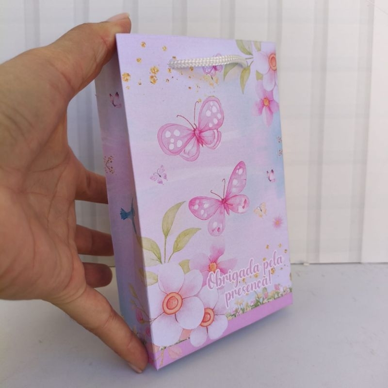 Sacolinha Tema Jardim Encantado Borboletas Lembrancinha para Festa de Aniversário  Sacolas
