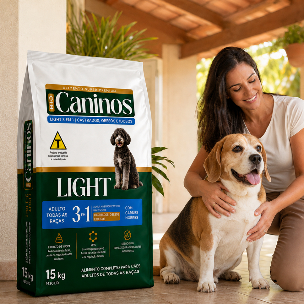Ração Caninos Light 10kg Castrado Obeso Idoso 25% Proteina Super Premium Sabor Carnes Nobres