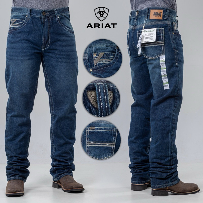 Calça Country Masculina Jeans Ariat e King Farm Premium 100% Algodão – Bordado Traseiro Estilo Peão Rodeio 38 ao 48