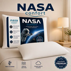 kit Travesseiros NASA Confort Fibra de Bambu Percal 200 Fios Hotel Luxo Silicone 50x70 Premium travesseiro siliconada