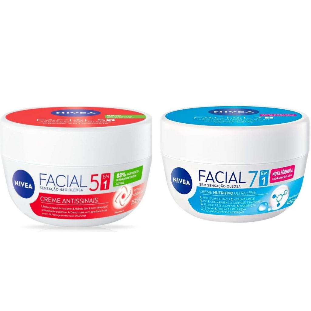Kit Nivea Cuidados Faciais Antissinais + Nutritivo 100g