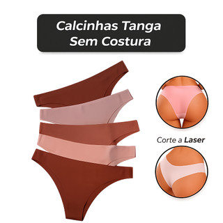 Kit 5/3 Calcinhas Tanga Sem Costura Corte Laser