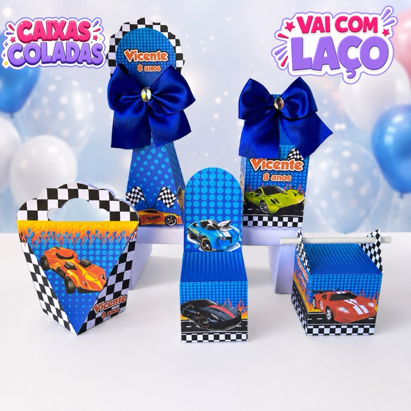 Kit Caixas Hot Wheels Personalizadas para  Lembrancinhas Festa Infantil Aniversário- Já vai semi montada
