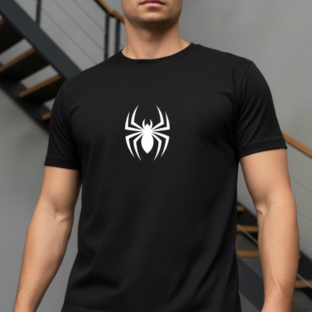 Camiseta Unissex Estampa Spider Aranha Pequena 100% Algodão Versátil Confortável Masculino Feminino