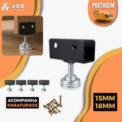 Pé Sapata Niveladora Para Regulagem De Móveis Com Chapa U - 15mm | 18mm