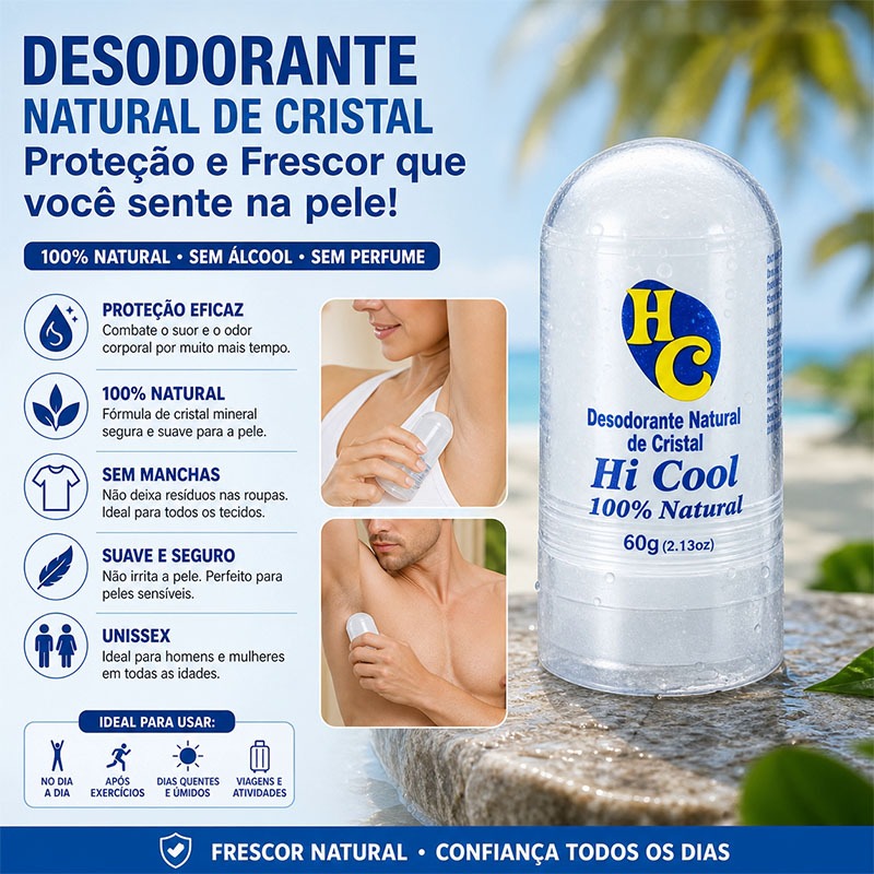 60g Desodorante Antitranspirante Cristal Natural/Pedra Unissex