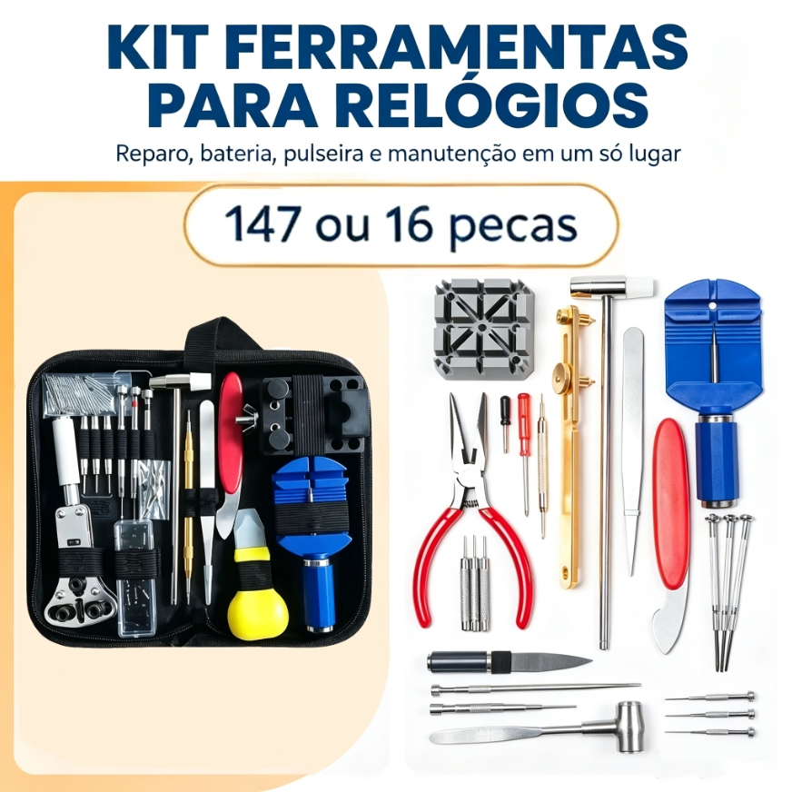 Kit 147/16 Peças Ferramentas para Relojoeiro Profissional com Estojo Precisão Conserto e Ajuste