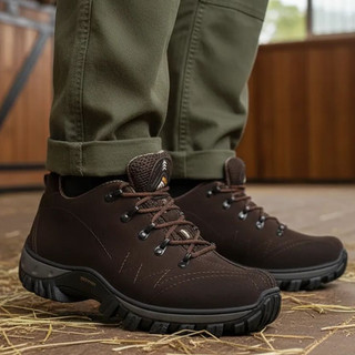 Tênis Adventure Masculino Couro Marrom Palmilha Gel Conforto