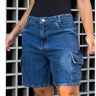 Bermuda Cargo Jeans Feminina Premium