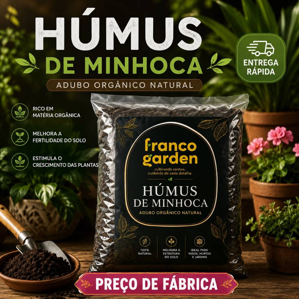 3kg Húmus de Minhoca Adubo Orgânico para Plantas, Hortas e Jardins FRANO GARDEN rosa deserto terra