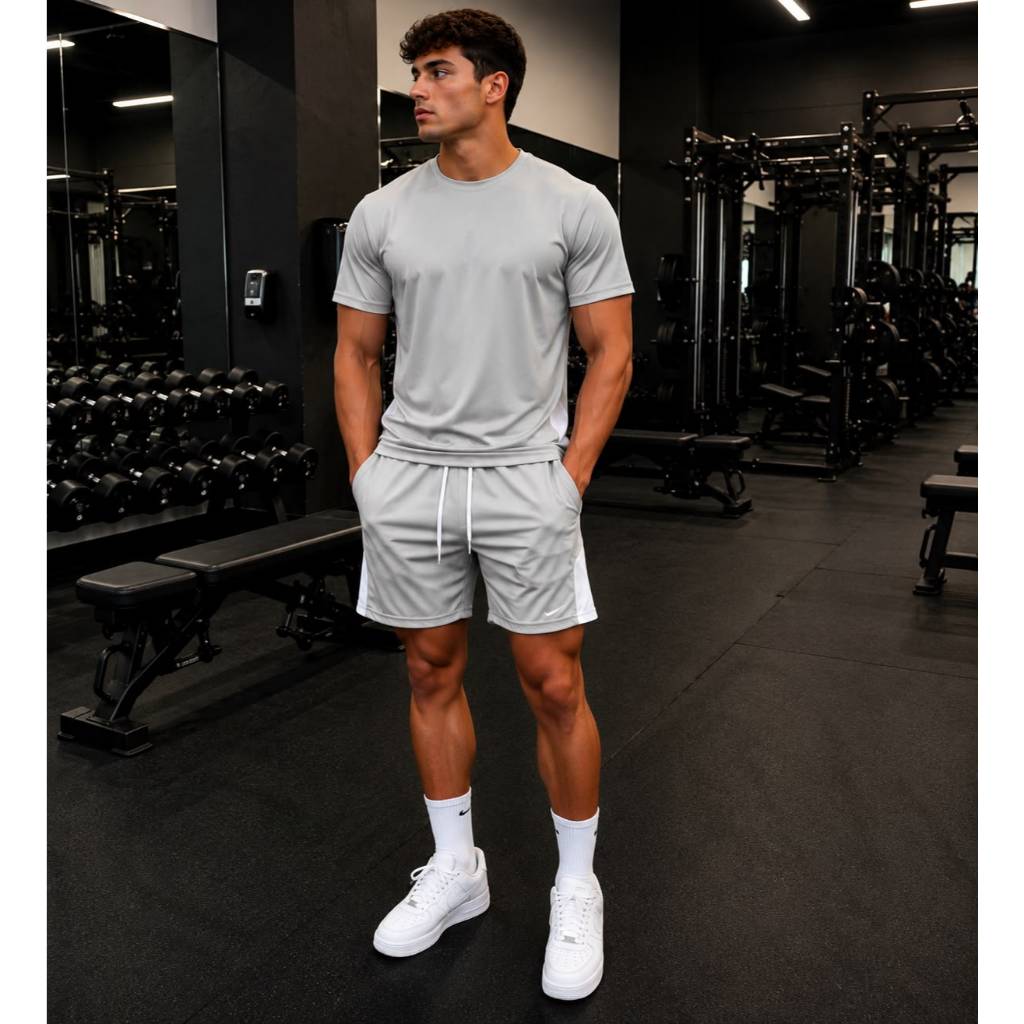 Conjunto Masculino Dry Fit Bermuda+Camisa Academia Tecido Leve e Confortável Premium Barato Treinos Estilo Versátil