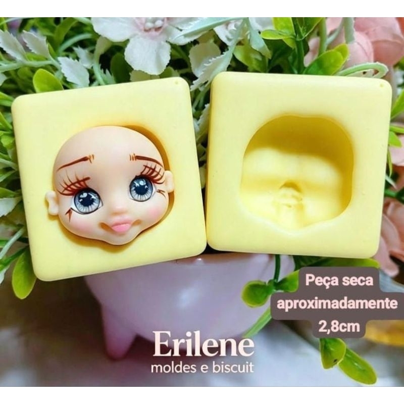 Molde de Silicone Rostinho Encanto 01 para Biscuit, Confeitaria, Artesanato no Geral - Erilene
