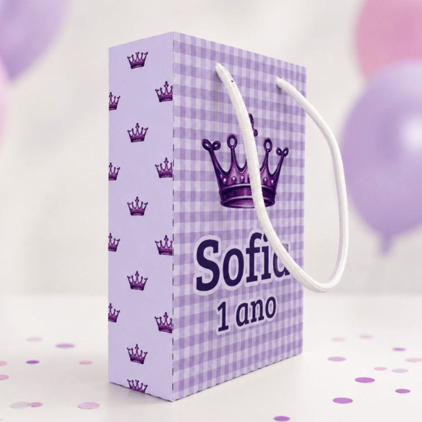 Sacolinha P Princesa Lilás Personalizada | Sacolinha Surpresa | Lembrancinha Festa Infantil | Aniversário