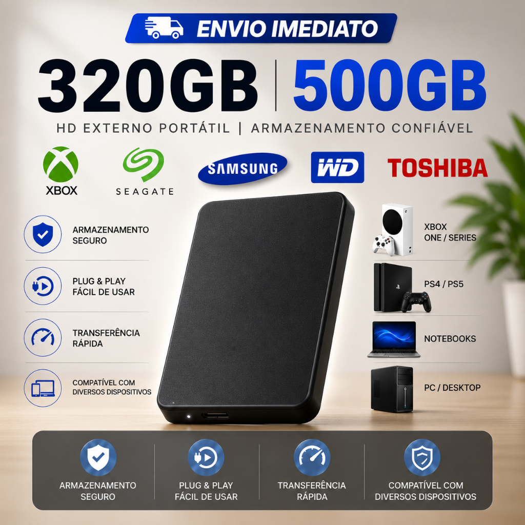 HD Externo Portátil 320GB 500GB USB 3.0 Slim Para Notebook PC Mac PS4 PS5 Xbox S