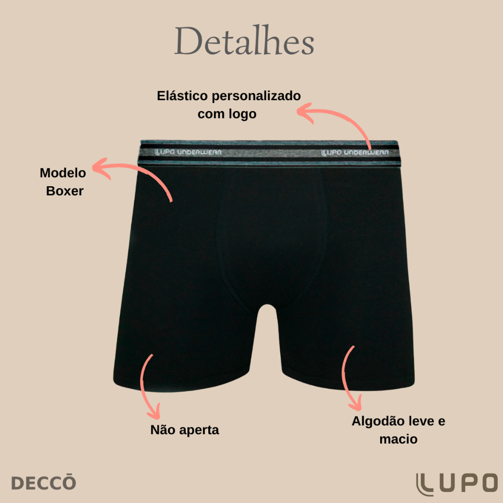 Kit De 2 Cuecas Originais Lupo Boxer Box Básica Em Algodão Cotton Com Elastano · foto 2