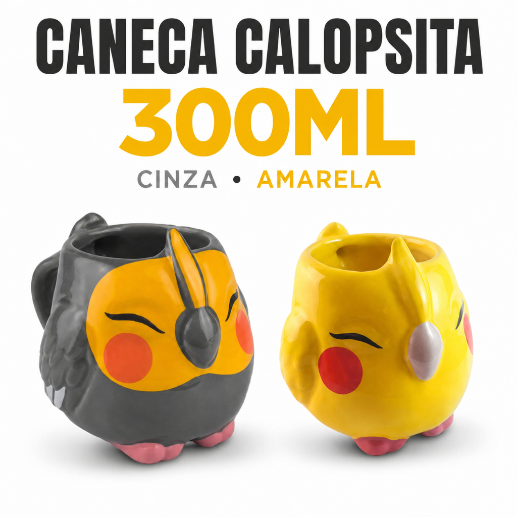 Caneca 3D Calopsita Broglio Cerâmica 300ml Presente Criativo Decorativa Micro-ondas