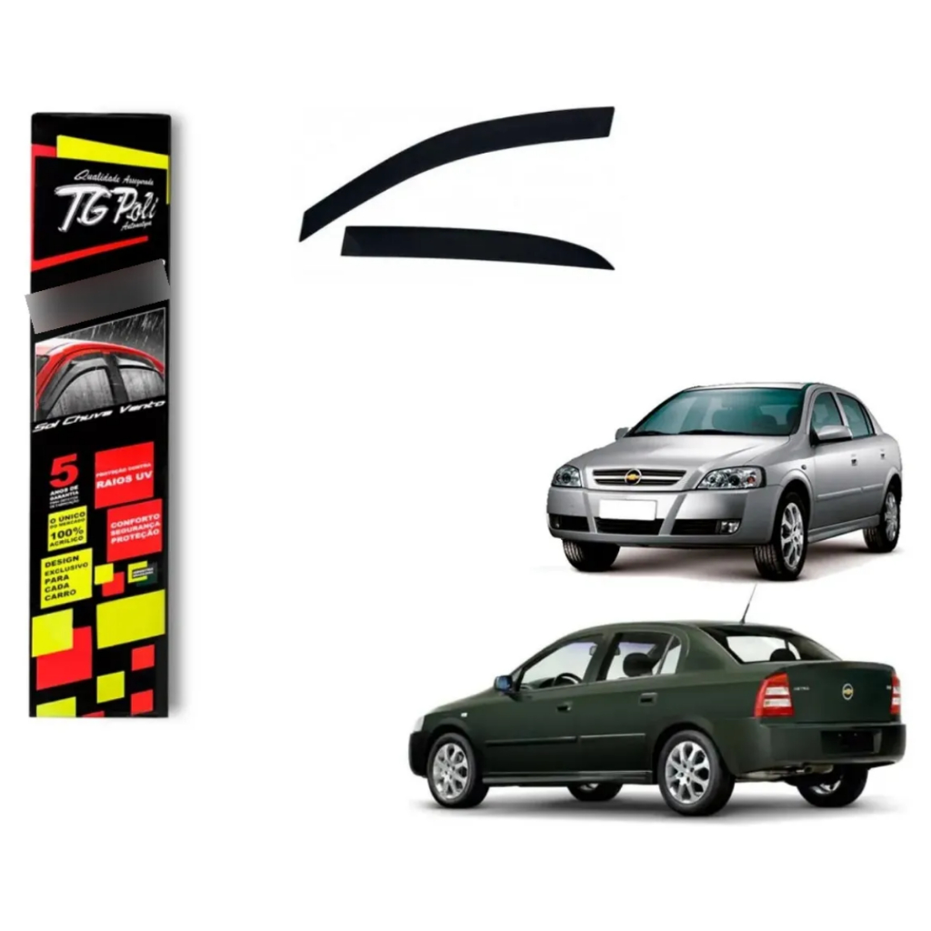 Calha de Chuva Chevrolet Astra 1999 a 2011 4 portas TG Poli Defletor Portas Protetor Janelas Fumê