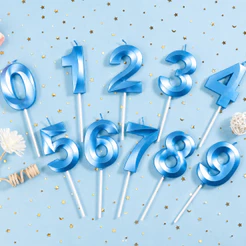 Vela de Aniversário Slim Metallic AZUL Fest Color | Escolha o Número | Unidade