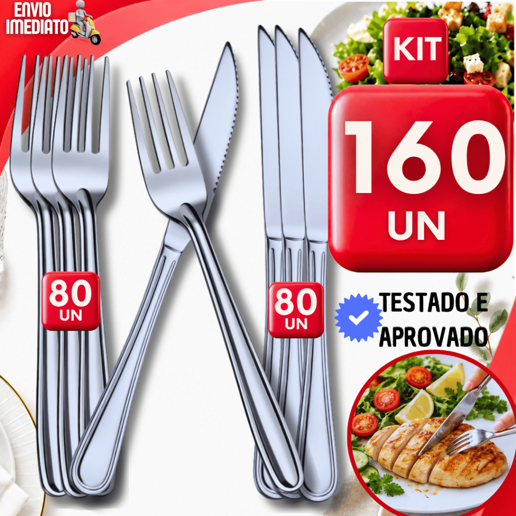 KIT GARFO E FACA INOX PREMIUM LUXO TALHERES RESISTENTES PARA CASA RANCHO BUFFET EVENTOS FESTAS MESA POSTA CHURRASCO AÇO