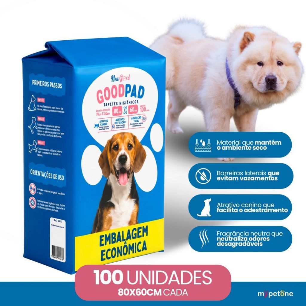 Tapete Higiênico Good Pad 80x60cm 100 Unidades Para Cães e Gatos