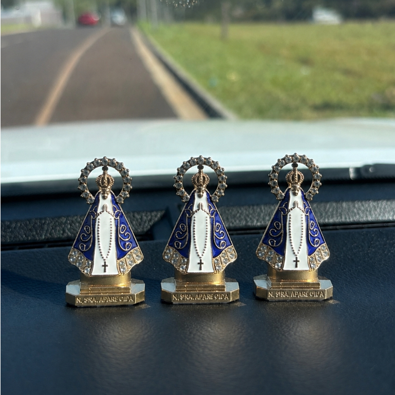 1/2/3 Imagem de Nossa Senhora Aparecida Santinha para Painel de Carro Dourada Lembrancinha Decoração