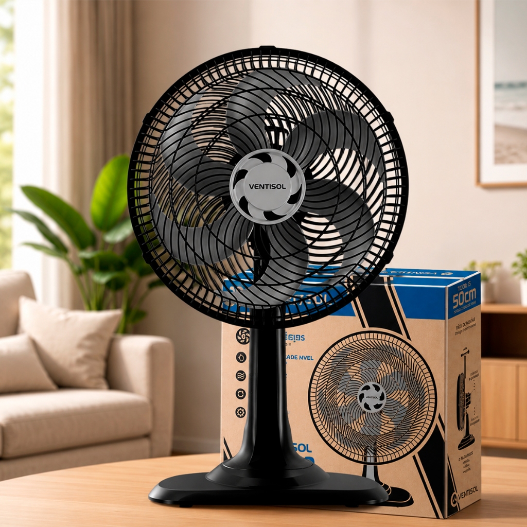 Ventilador Oscilante Mesa 50cm Ventilador Turbo 6 Pás Ventilador Colorido Ventisol Alta Vasão Forte