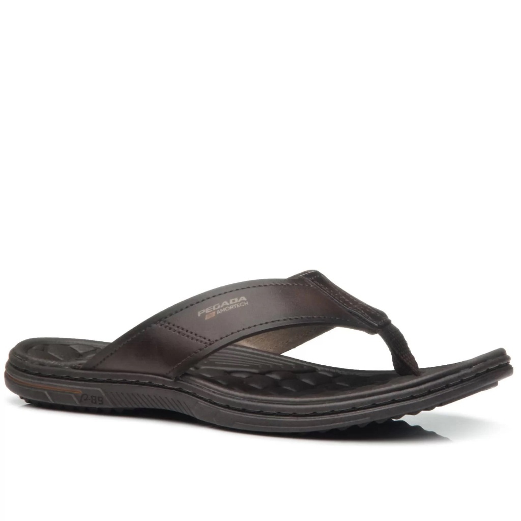 Chinelo De Dedo Masculino Pegada Couro Legitimo Original Numeração Especial Sandália Confortável Elegante Casual Moderno