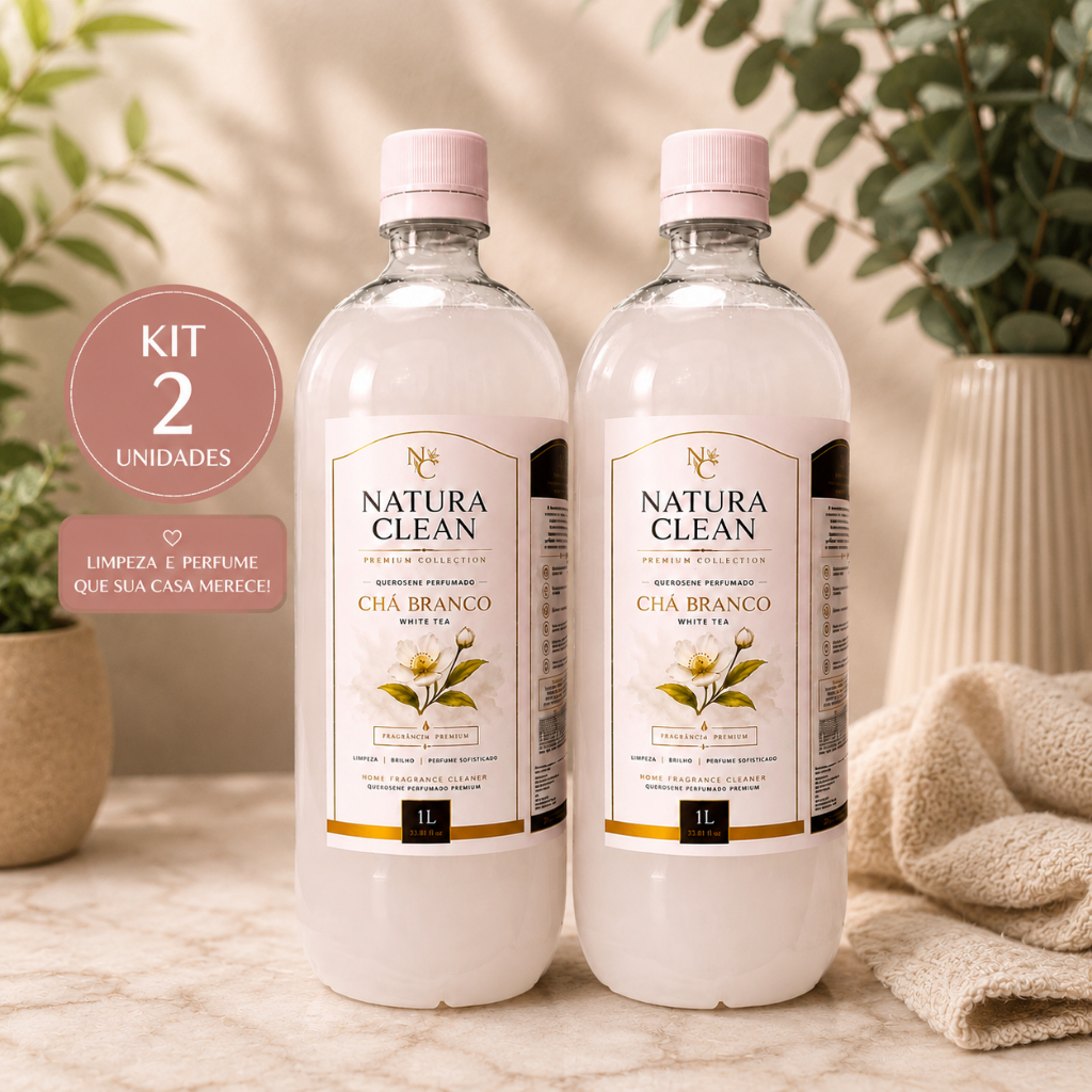Kit 2 Querosene Perfumado Premium Chá Branco 1L Limpeza Profunda Brilho Super Perfume KIT PROMOÇÃO